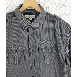 Vintage Eighty Eight Striped Black And White Button Up Shirt Size XL Pocket Zip